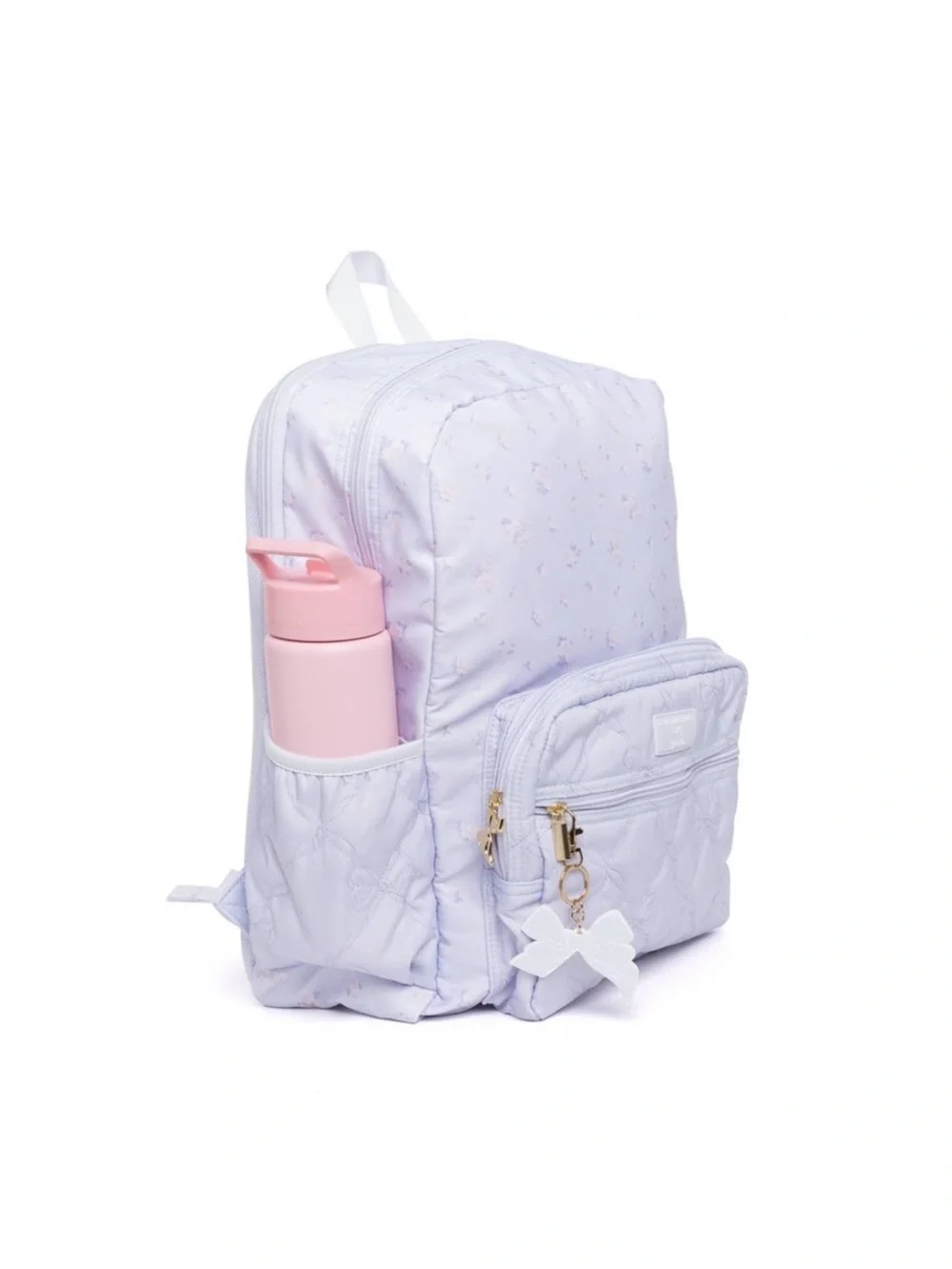 LoveShackFancy Lilac Quilted Kids Backpack with Bow Charm
